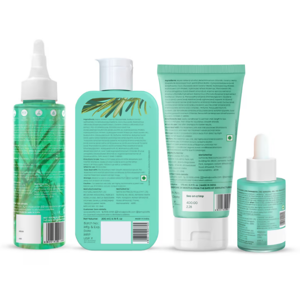PLIX The Plant Fix Rosemary Anti Hairfall Kit - Hair Oil, Shampoo, Conditioner & Serum | Grocsy