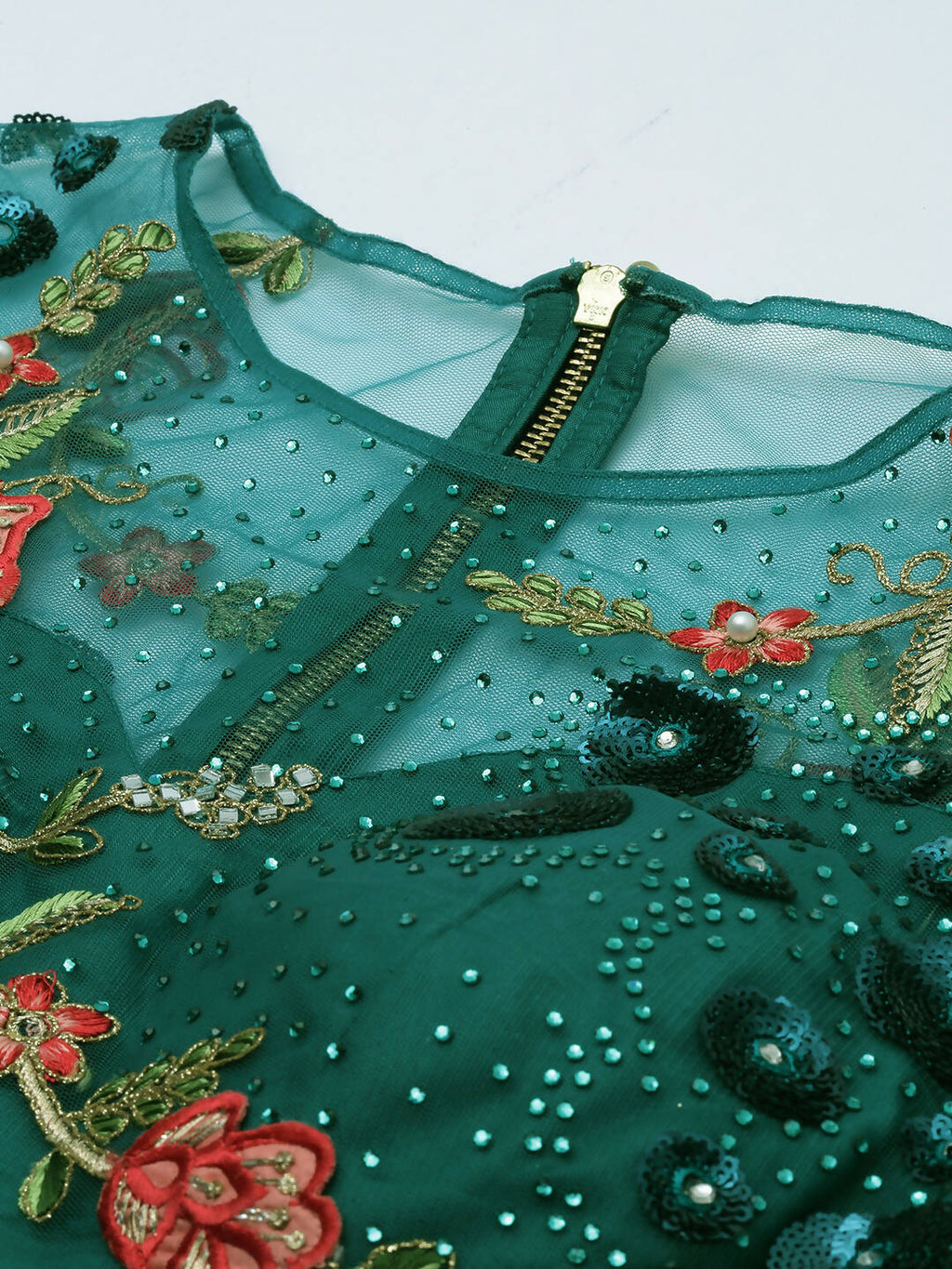 House of Panchhi Teal Net Semi stitched Coding, Sequins and Saroski Stone Work Lehenga Choli | Grocsy