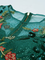 House of Panchhi Teal Net Semi stitched Coding, Sequins and Saroski Stone Work Lehenga Choli | Grocsy