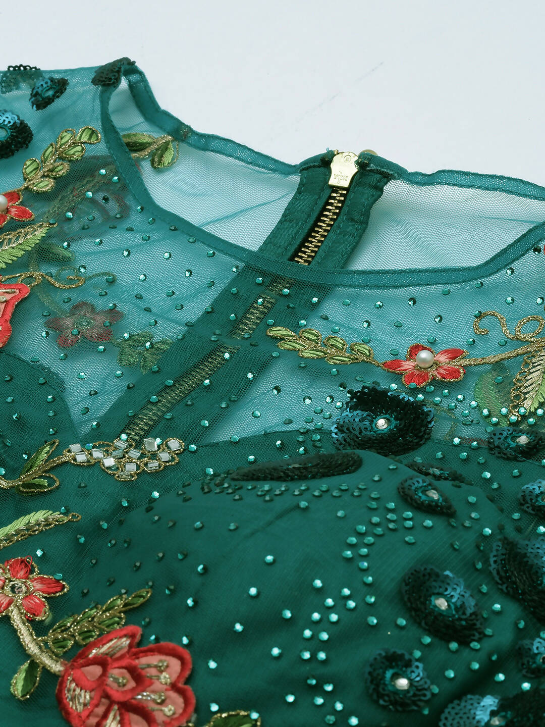 House of Panchhi Teal Net Semi stitched Coding, Sequins and Saroski Stone Work Lehenga Choli | Grocsy