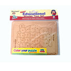 Kraftsman English Alphabets Wooden Jigsaw Puzzles Owl Shape Puzzle | Color Kit Included | Grocsy