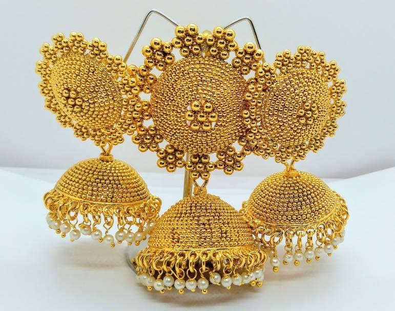 Gold Finish Jhumka Pendant Set | Grocsy