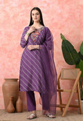 Joban Fashion Mauve Premium Pure Viscose Print Dola With Handwork Kurta Set | Grocsy