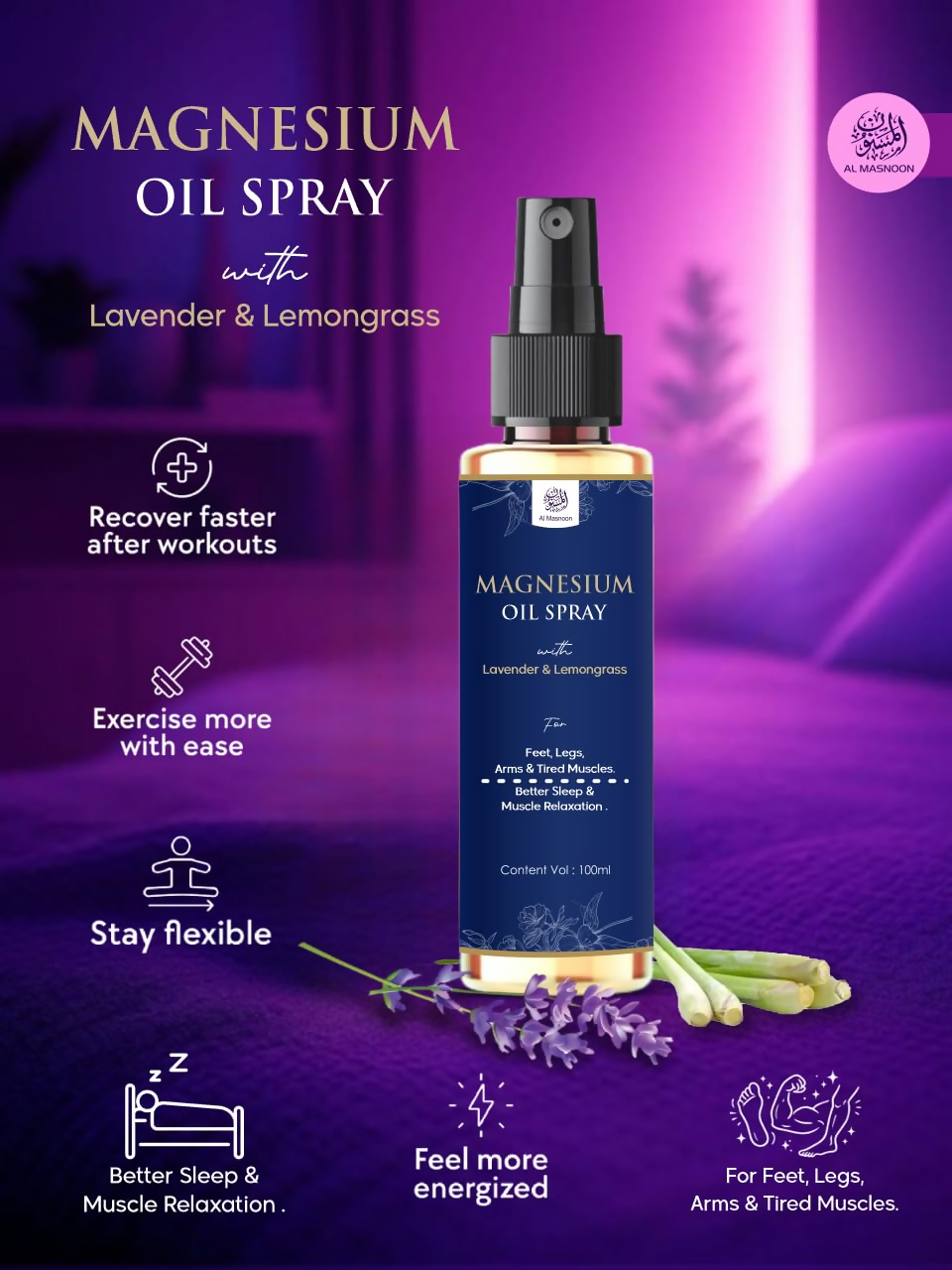 Al Masnoon Magnesium Oil Spray for Better Sleep & Muscle Relaxation | Grocsy