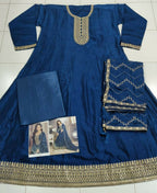 Vastranavya Nidhi Shah Blue Art Silk Embroidered Anarkali Suit | Grocsy