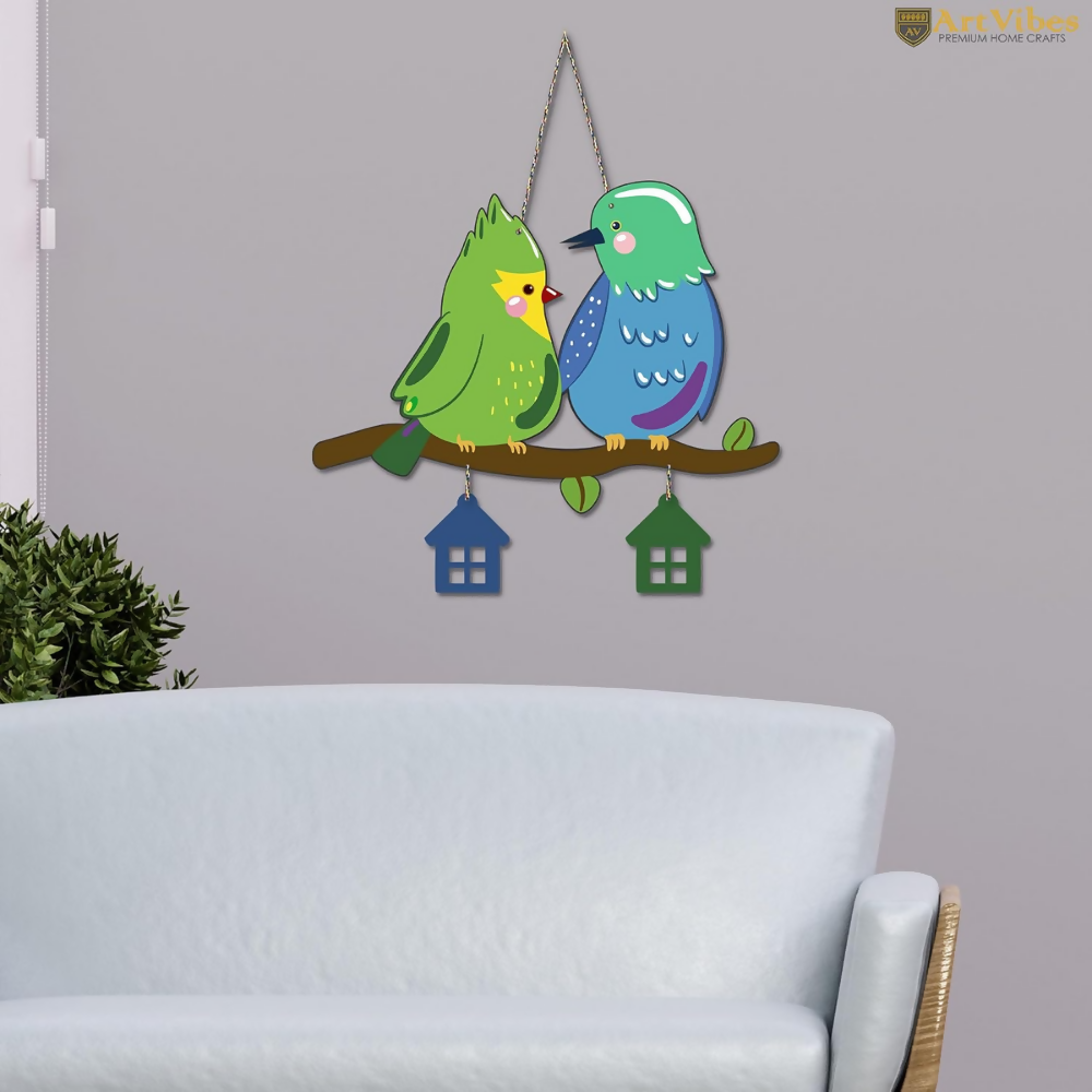 Artvibes Cute Pair of Birds Decorative MDF Wooden Wall Art for Home | Grocsy