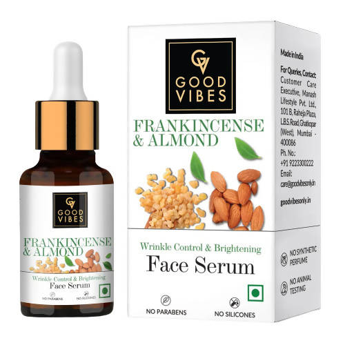 Good Vibes Frankincense & Almond Wrinkle Control & Brightening Serum | Grocsy