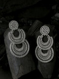 NVR Women Silver Plated Crescent Shaped Drop Earrings | Grocsy