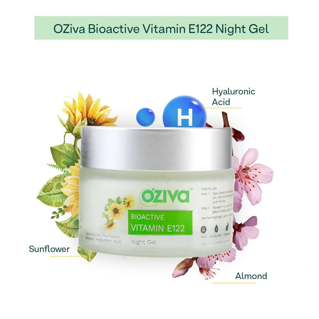 OZiva Bioactive Vitamin E122 Night Gel | Grocsy
