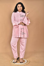 Morchari Women Hand Embroidery Co-Ords-Pink | Grocsy