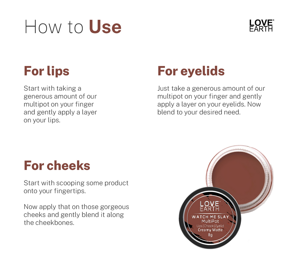 Love Earth Lip Tint & Cheek Tint Multipot Combo (Ruby Pink & Caramel Brown) | Grocsy