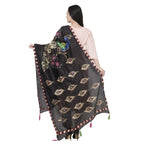 A R Silk Silk Peacock Multi Fancy Dupatta Color Black Dupatta or Chunni | Grocsy