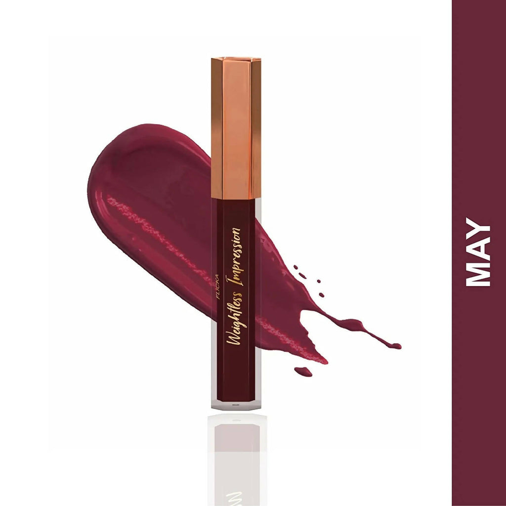 FLiCKA Weightless Impression 05 May - Maroon Matte Finish Liquid Lipstick | Grocsy