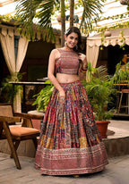Women's Wedding Traditional Multi Dull Satin Lehenga Choli - Kaushlya | Grocsy