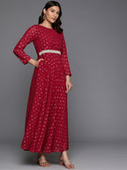 Ahalyaa Women's Traditional wear Ethnic Dress - Maroon | Grocsy