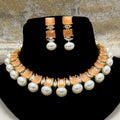 Orange Partywear American Diamond Necklace Set For Women By House of Ree - Swadesiicart