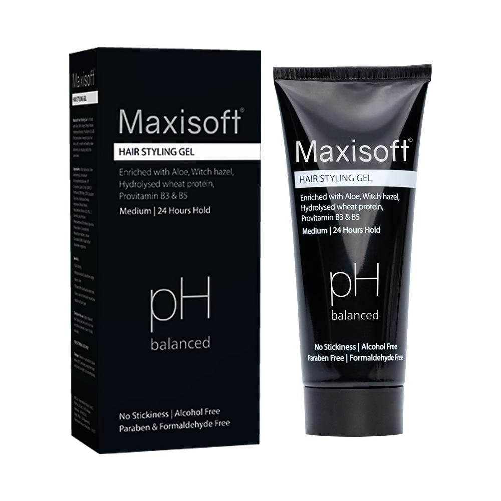 Maxisoft Hair Styling Gel With Aloe Vera Witch Hazel Extract Hydrolyzed Keratin & Pro Vitamin B3 & B5 pH Balanced | Grocsy