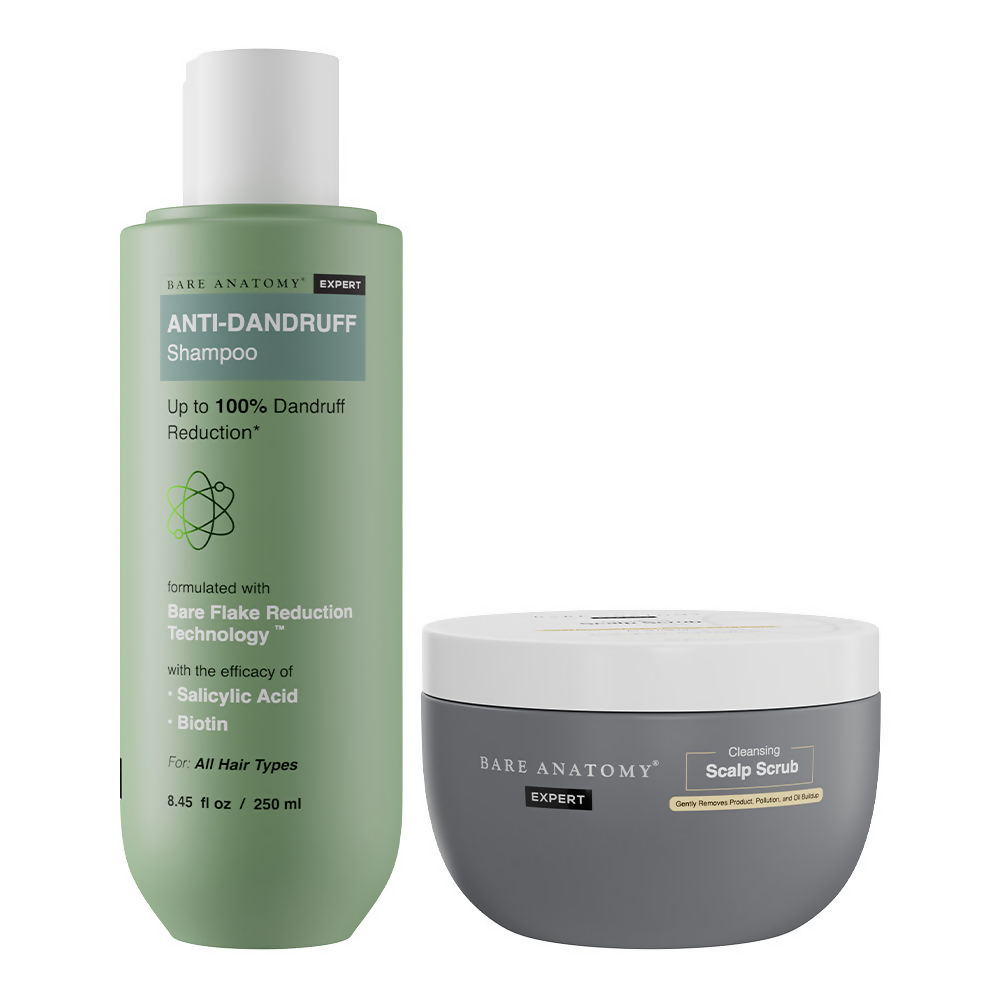 Bare Anatomy Expert Scalp Scrub & Anti Dandruff Shampoo Duo | Grocsy