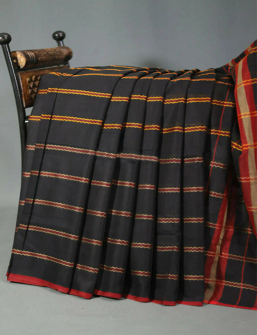 Combo of Black and Red Pure Narayanpet Cotton Saree By Gayathri Reddy Designer Studio | Grocsy