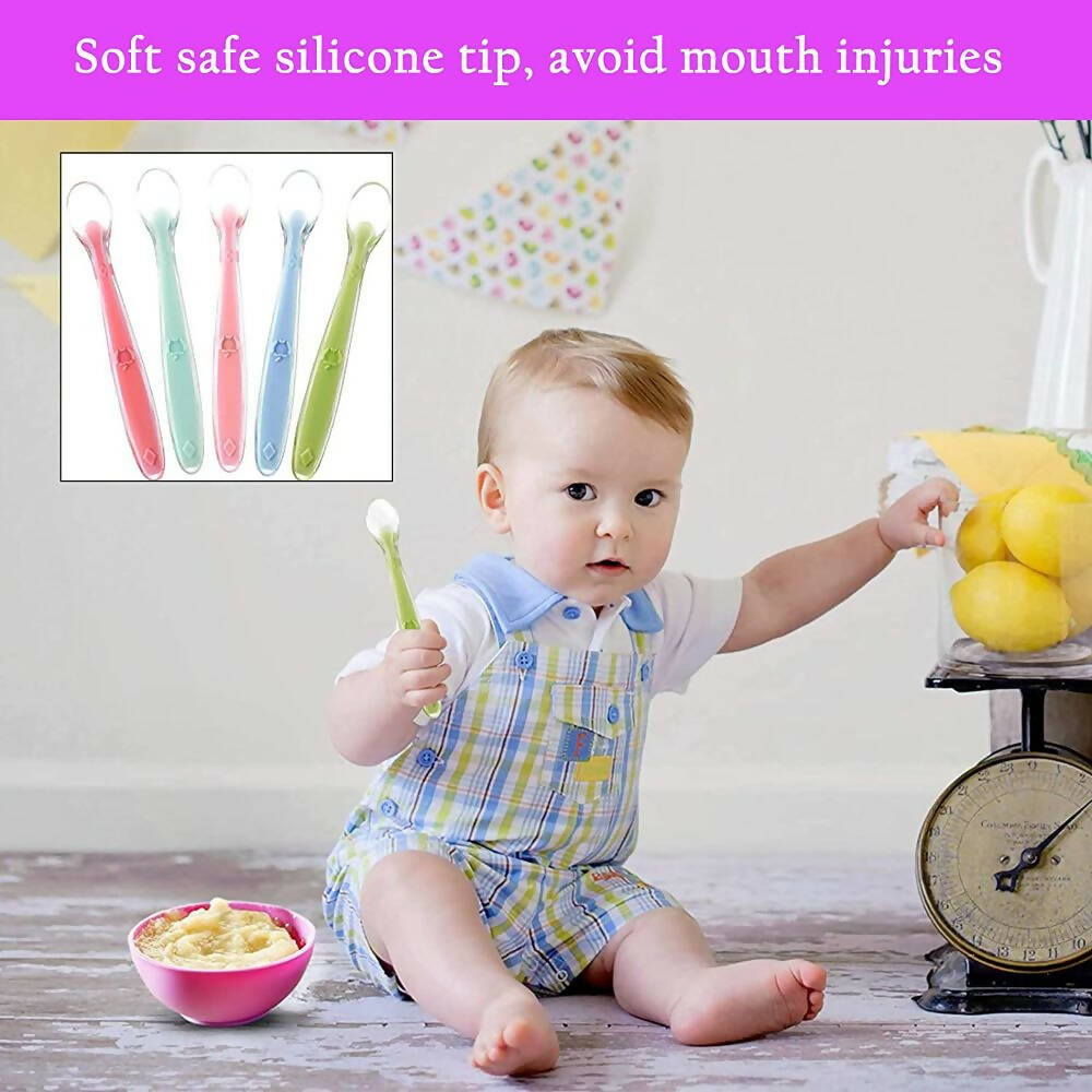 Safe-O-Kid Soft Tip Silicone Spoon, Pink For Kids Protection | Grocsy