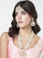 NVR Women's Gold-Polished Kundan-Studded Chandbali Earrings | Grocsy