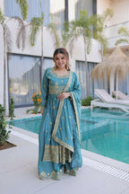 Teeya Creation Womens New Bollywood Stylish Super Silk With Rich Sequins Embroidered Work Kurta Set | Grocsy
