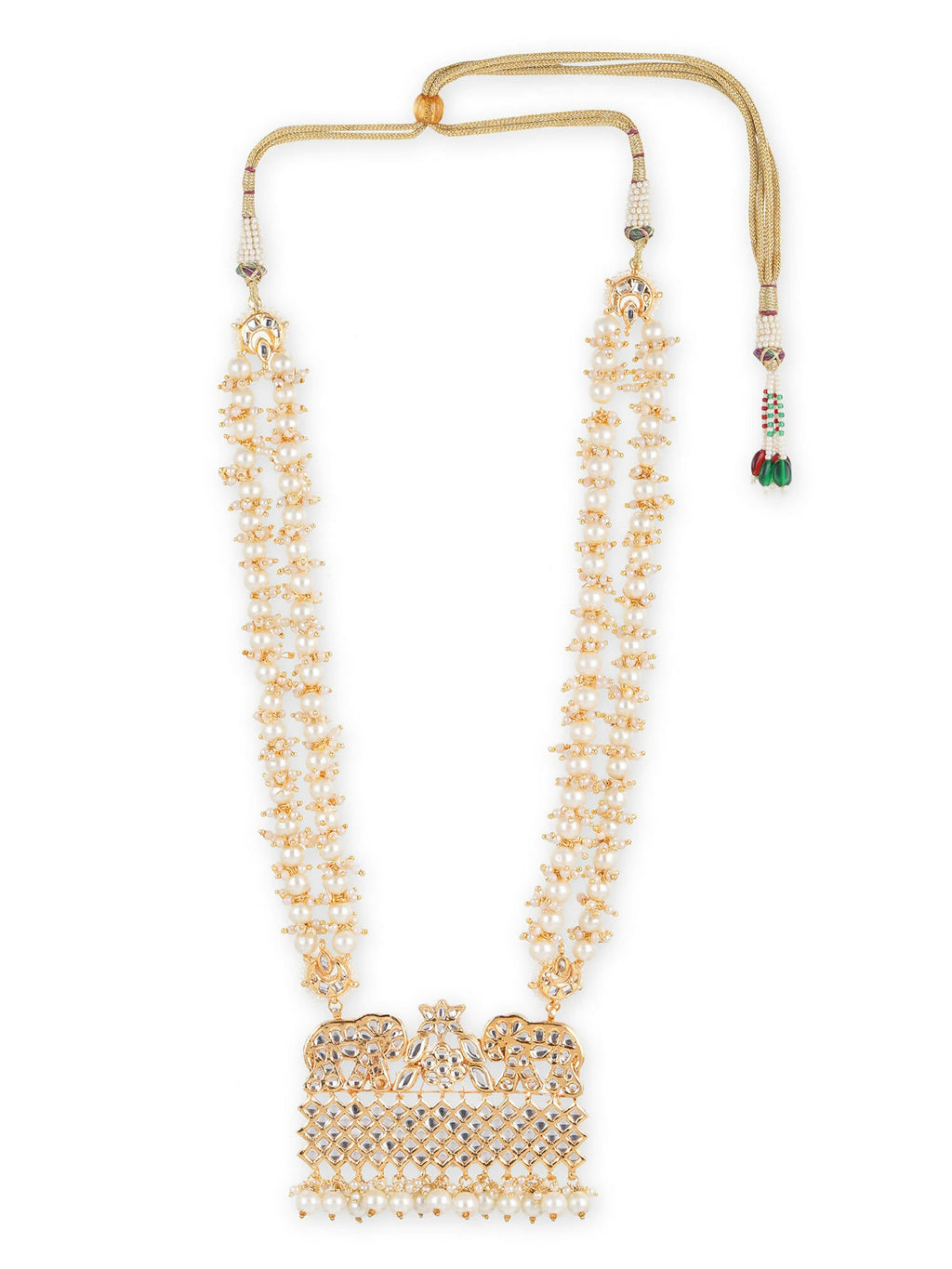 Gold-Toned White Brass Gold-Polished Necklace - Ruby Raang | Grocsy