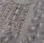 Grey Chinon Digital Printed With Hand Work Kurta - Himanshi | Grocsy