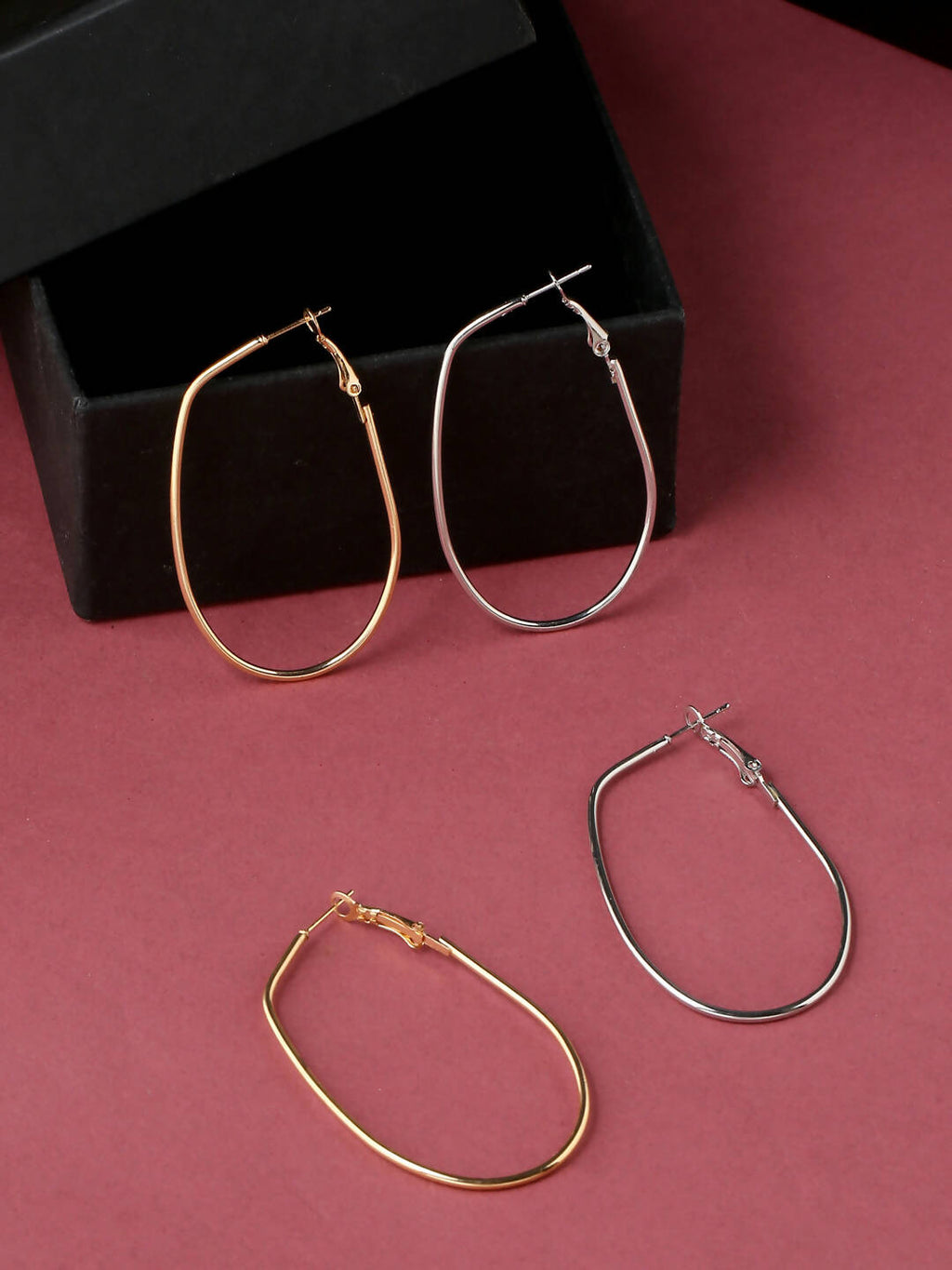NVR Women Set of 2 Contemporary Hoop Earrings | Grocsy