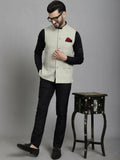 Even Apparels Self-Design Waistcoat With Welt Pockets - Beige | Grocsy