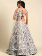 House of Panchhi Grey Organza Sequins & Zarkan embroidery Lehenga choli & Dupatta | Grocsy