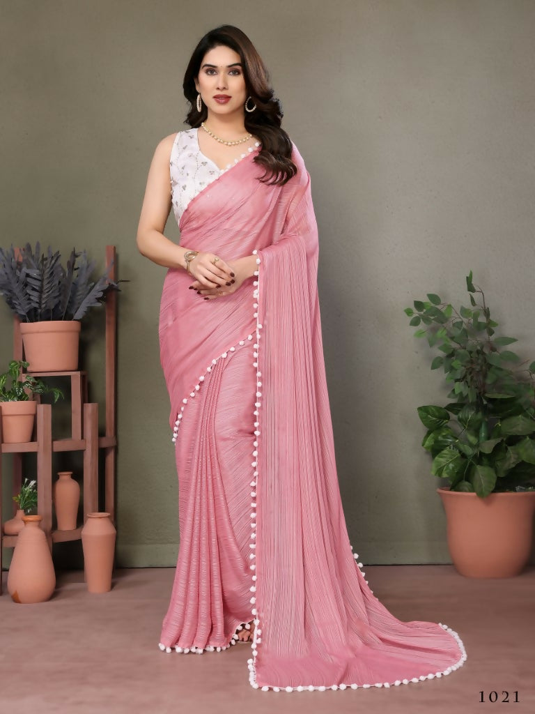 Designer Partywear Pink Banglor Fancy Saree - Kanak | Grocsy