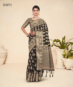 Black Viscose Weaving Designer Saree - Vandini | Grocsy