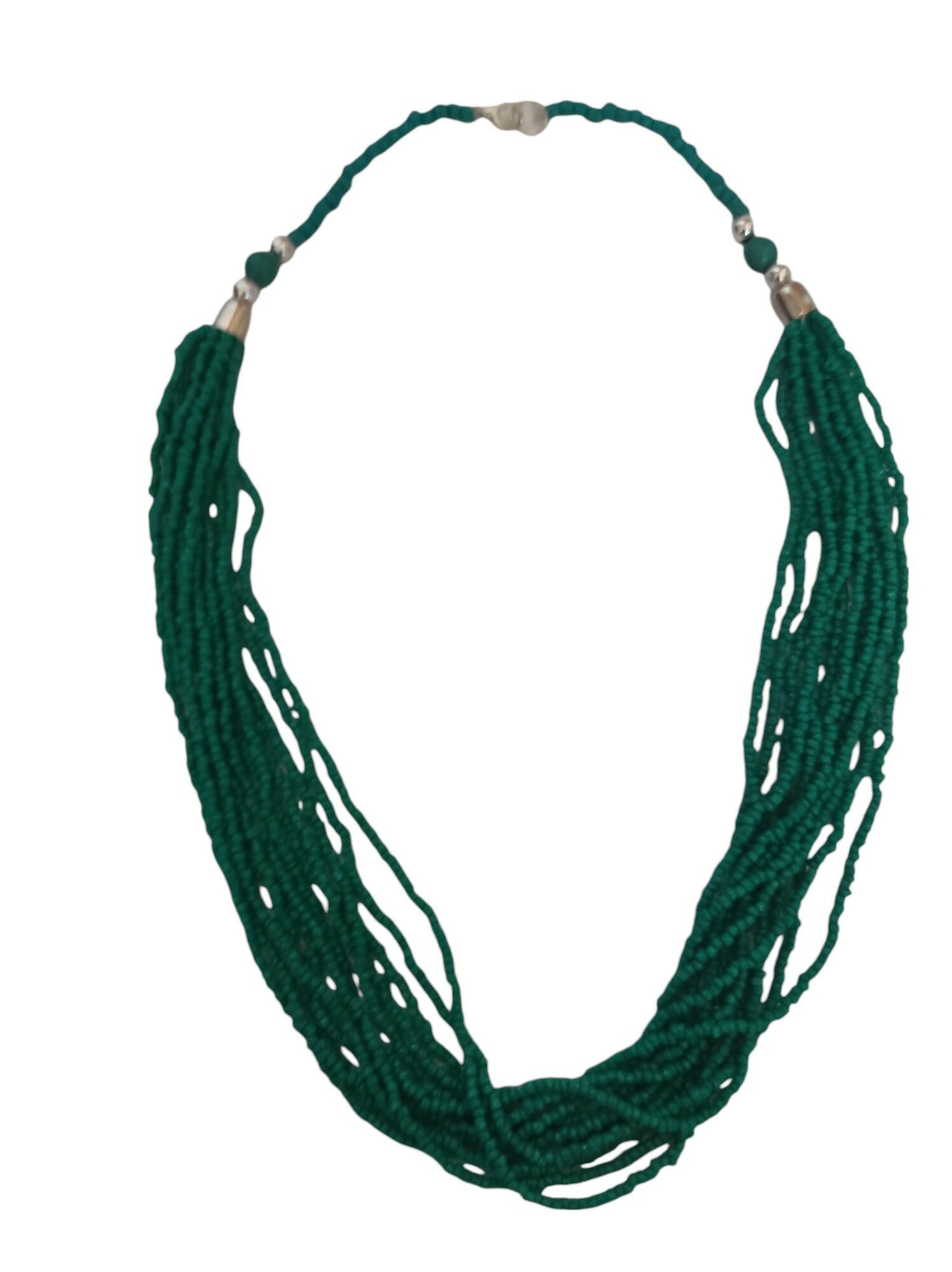 Inhanns Bloom Handmade Beaded Only Necklace - 12 Layers - Sea Green Necklace | Grocsy