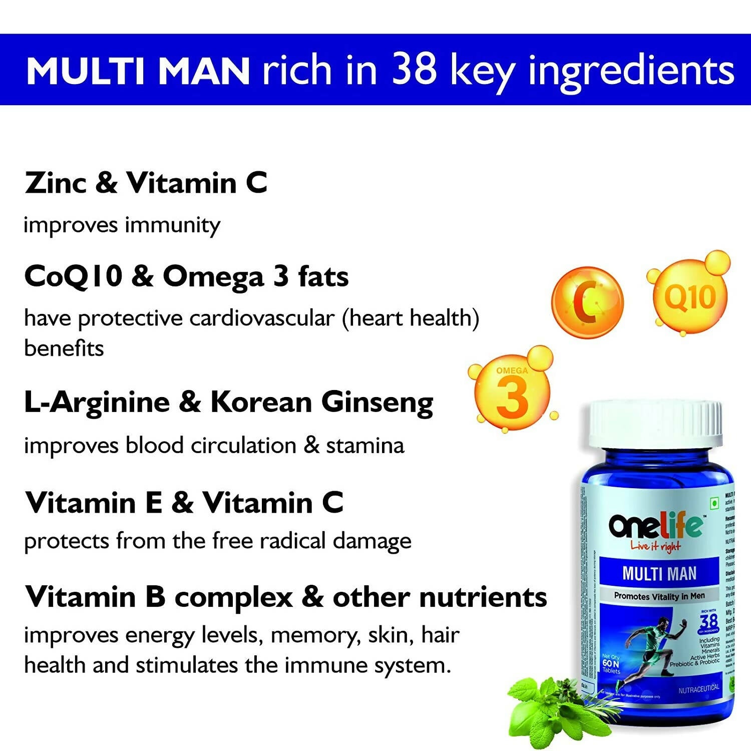 Onelife Multi Vitamin For Men Tablets | Grocsy