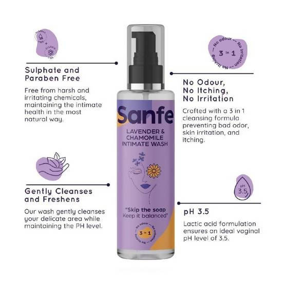 Sanfe Lavender & Chamomile 3 In 1 Intimate Wash | Grocsy