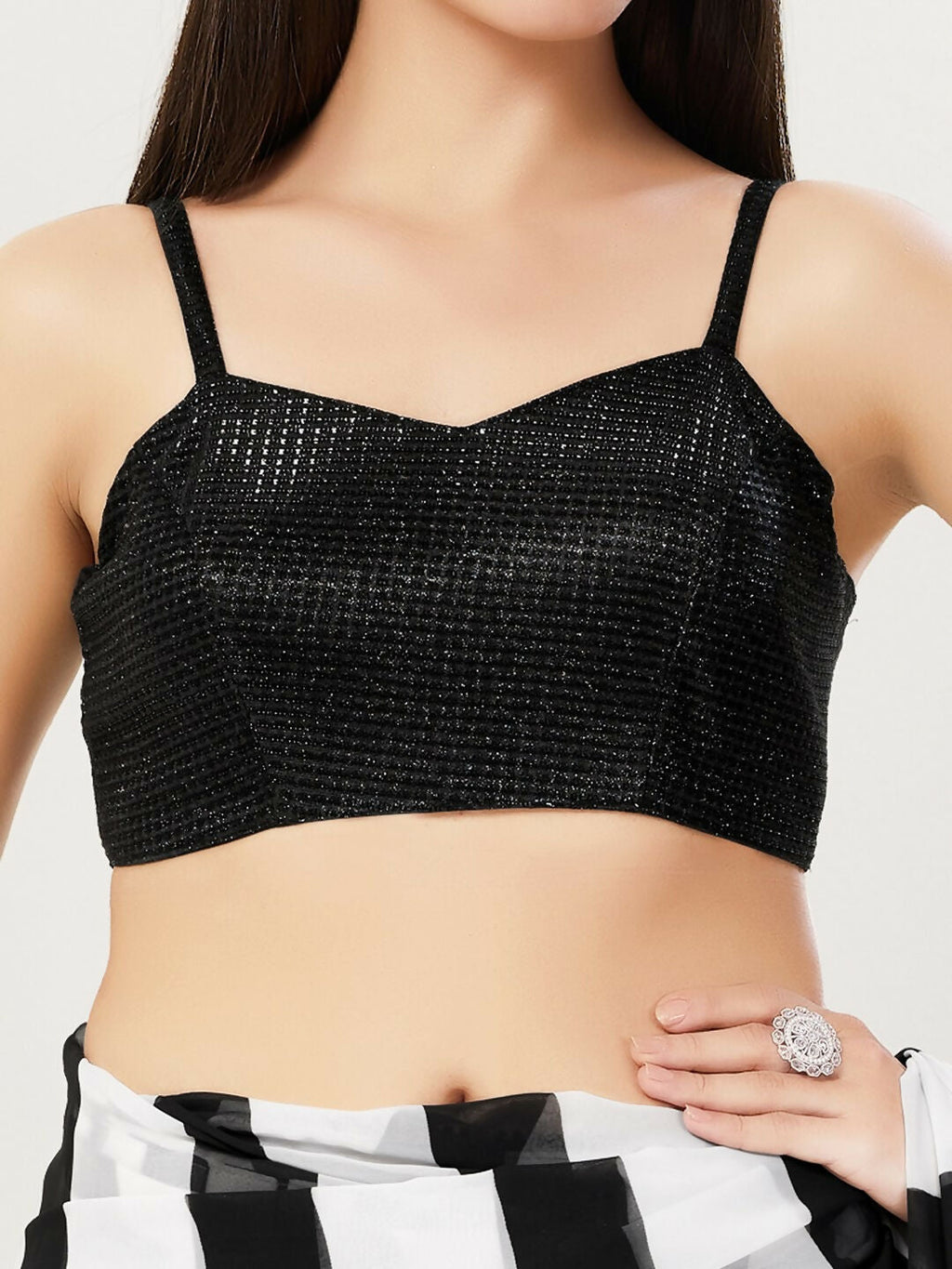 Joban Fashion Women Polyester Black Stitched Blouse | Grocsy