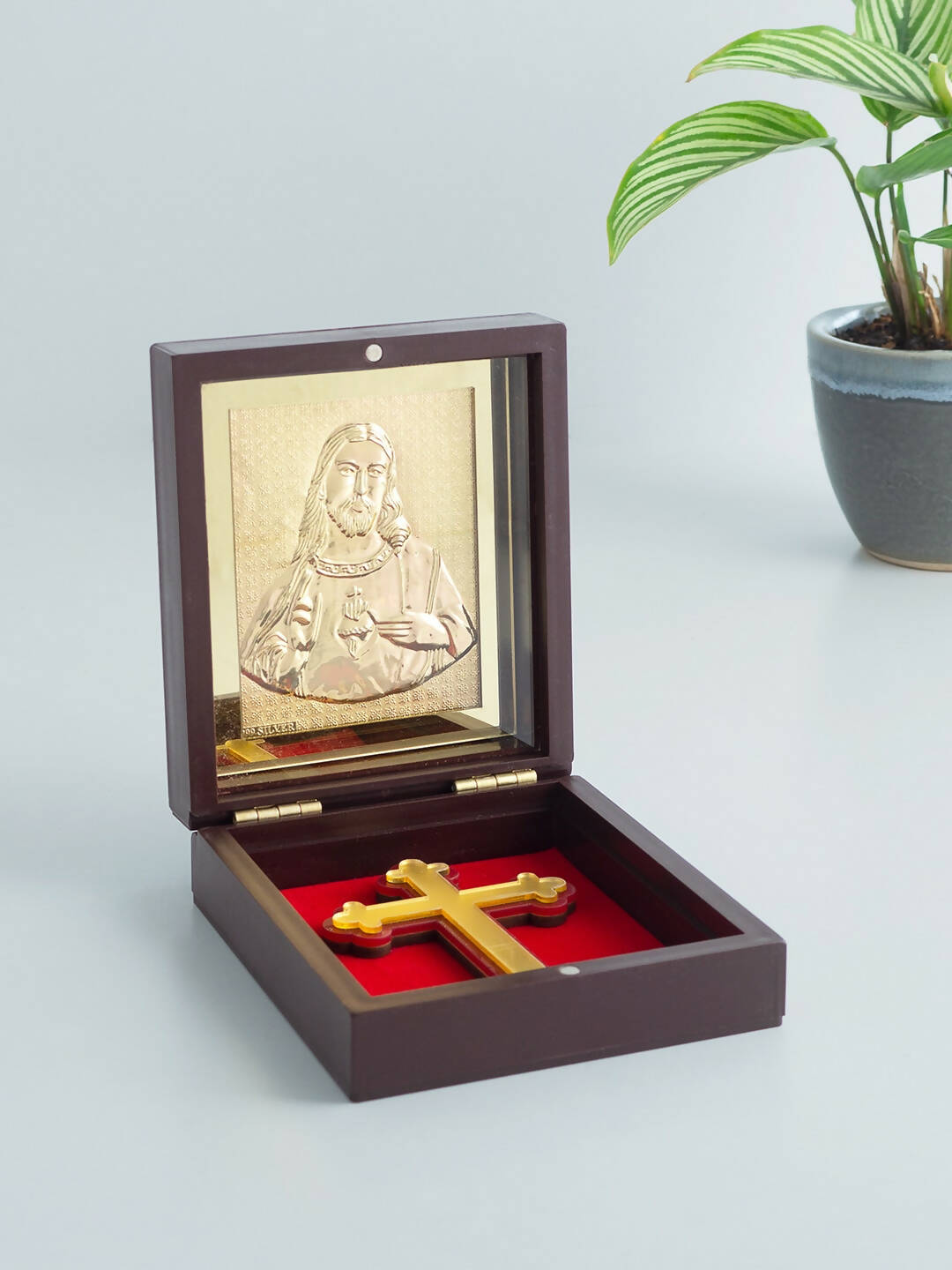 Golden Peacock Brown & Red 24 Ct Gold Foil Lord Jesus Christ | Grocsy