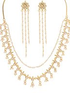 Ruby Raang Gold Kundan Necklace with Dangler Earrings | Grocsy