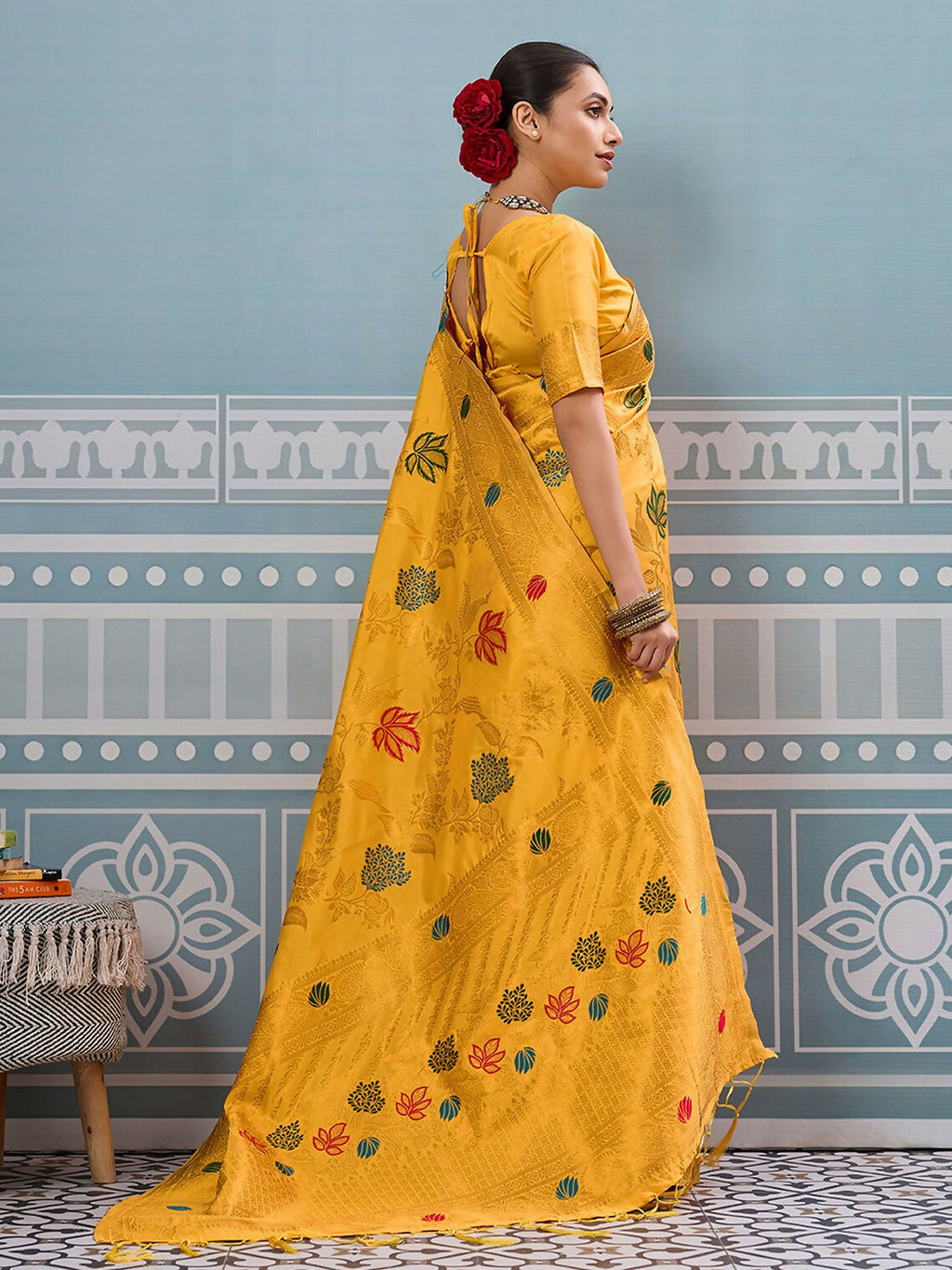 Shree Shyam Fashion Yellow Silk Saree | Grocsy