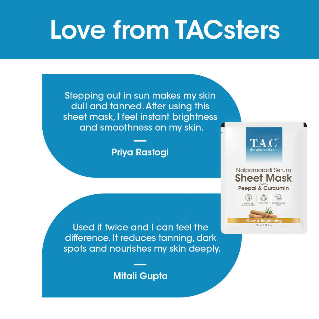TAC - The Ayurveda Co. Nalpamaradi Serum Sheet Mask | with Aloe Vera & Sandalwood | Grocsy