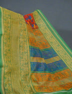 Multi Shades Of Red And Green Kalamkaari Design Semi Chanderi Saree By Gayathri Reddy Designer Studio | Grocsy
