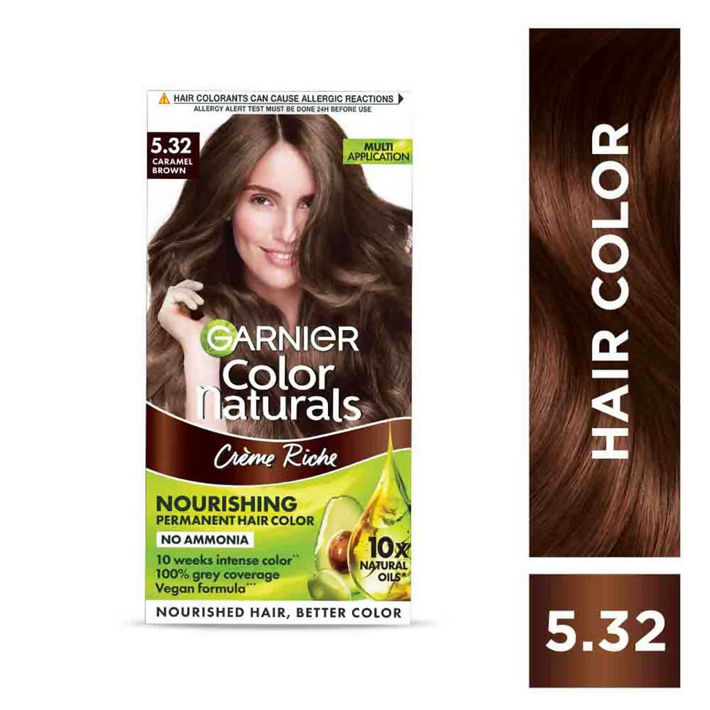 Garnier Color Naturals Creme Riche Hair Color - Shade 5.32 Caramel Brown | Grocsy