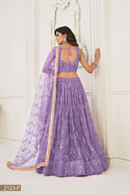 Eilara Glamorous Lavender Net With Sequins And Thread Embroidery Real Mirror Work Lehenga Choli For Wedding | Grocsy
