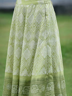 Juniper Green Santoon Slub Festive Foil Print Straight Lehnga Choli Set For Women | Grocsy