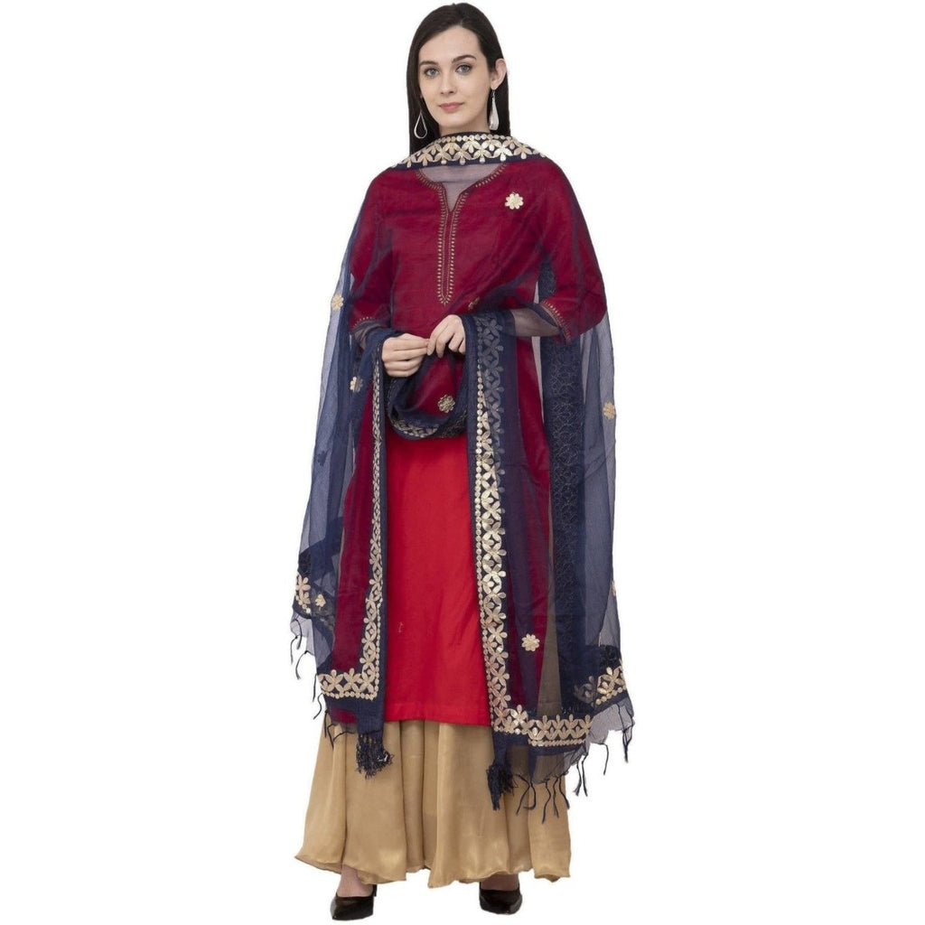 A R Silk Orgenza Gota Patti Fancy Dupatta Color Navy Dupatta or Chunni | Grocsy
