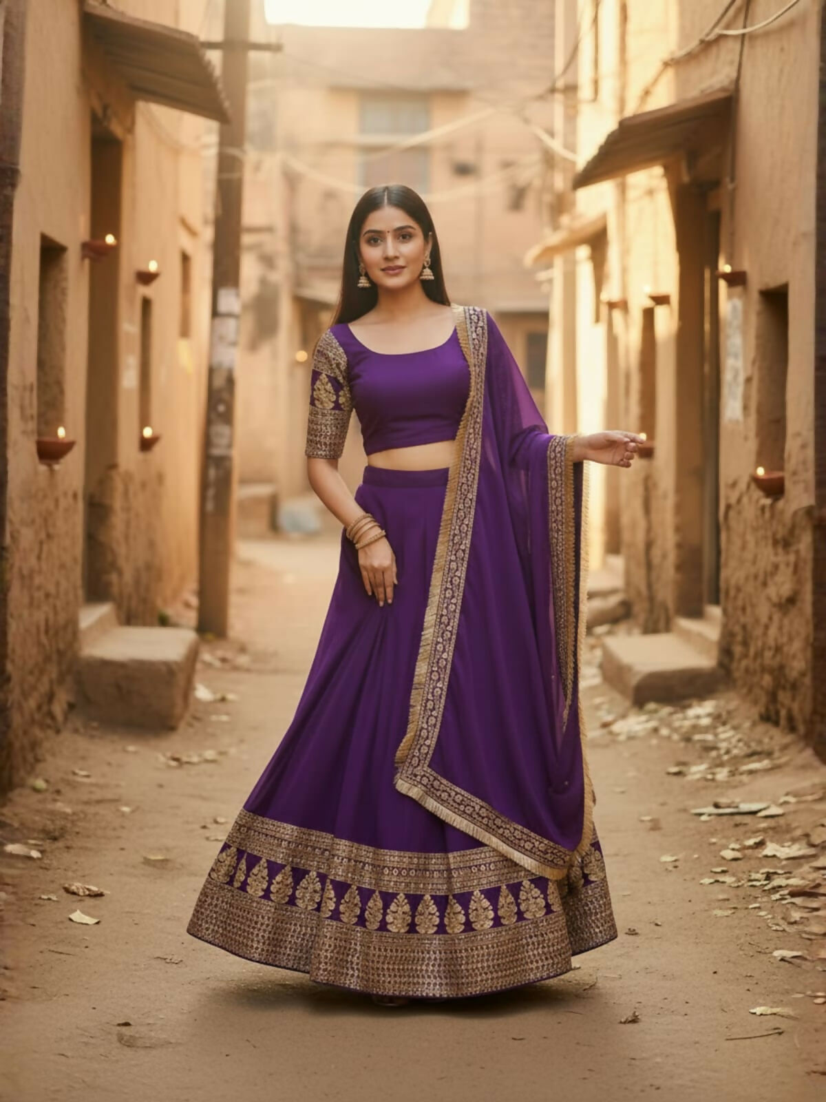 Lehenga Mart Designer Indian Wedding Lehenga Choli-Purple | Grocsy