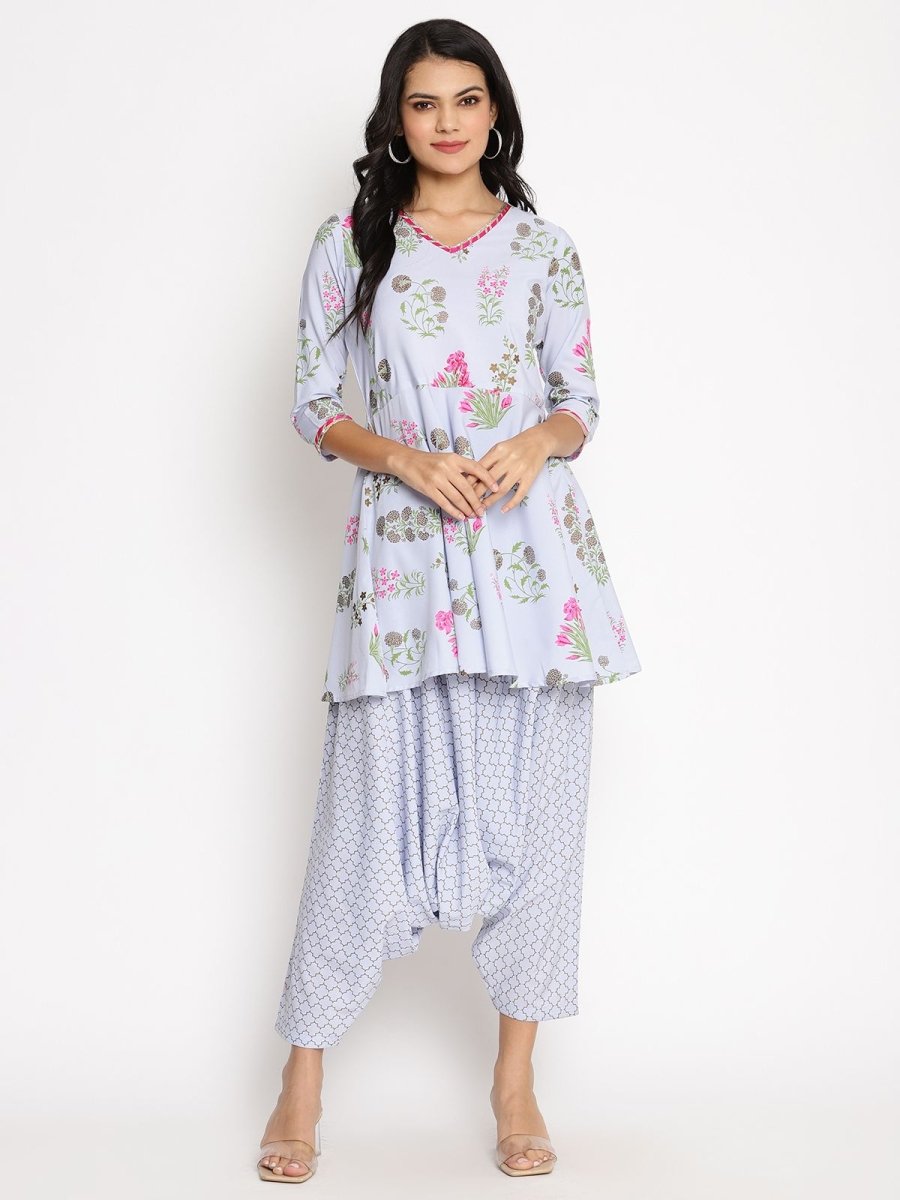 Ahalyaa Crepe Printed Top With Harem Pant | Grocsy