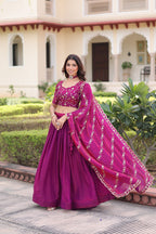 Prazu Fashion Purple Fendy Silk With Heavy Sequins & Thread Embroidered Lehenga Choli | Grocsy