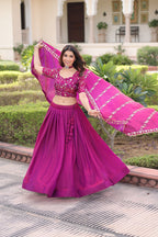 Prazu Fashion Purple Fendy Silk With Heavy Sequins & Thread Embroidered Lehenga Choli | Grocsy